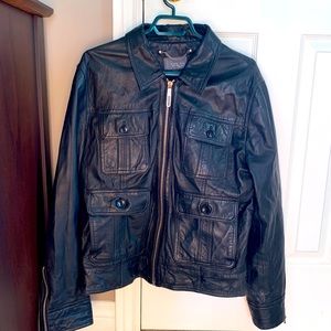 Zara man leather zippered jacket